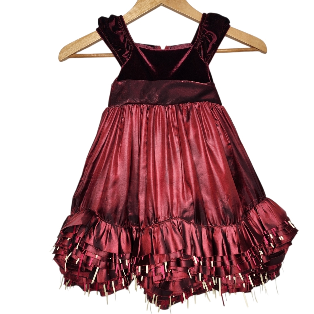 NWT Chantilly Place 24M Burgundy Velvet Holiday Dress & Bloomer Set